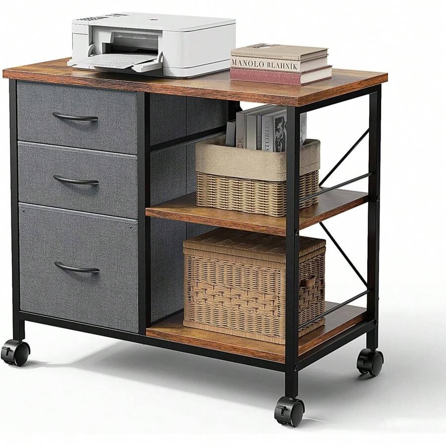 Printer Stand - Sweetcrispy 3-poziomowy mobilny szafik na dokumenty,